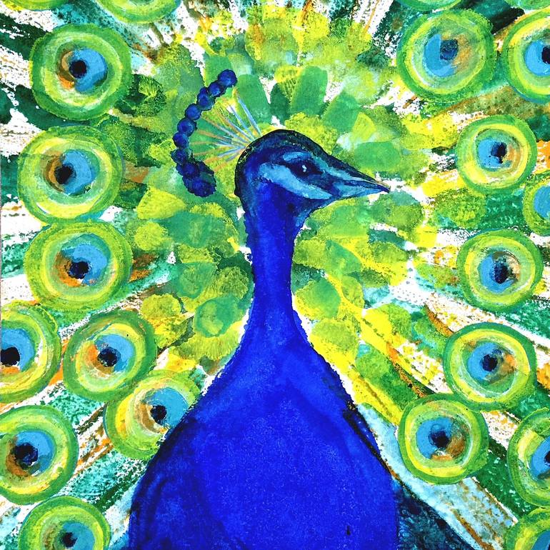 Splendor Peacock Framed On Canvas by Brazen Design Studio Print