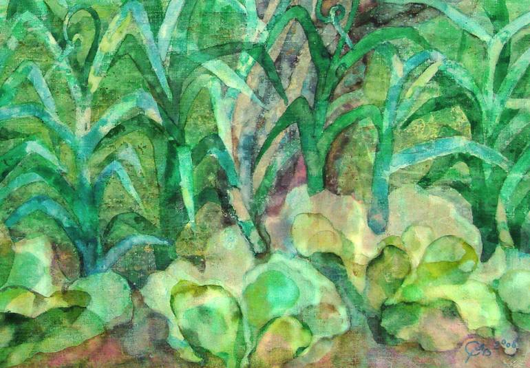 Original Impressionism Garden Painting by Victoria Alferonok