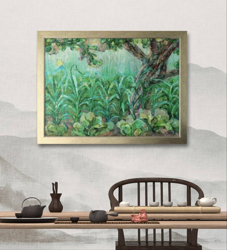 Original Impressionism Garden Painting by Victoria Alferonok