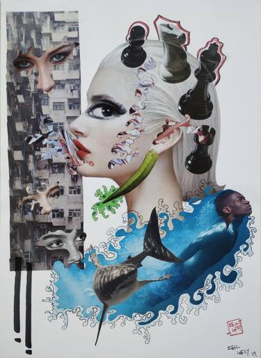 Original Abstract Fantasy Collage by Eric Lafoy