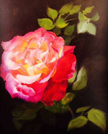 Print of Fine Art Floral Paintings by Agnesdale Black