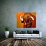 Bison Bull cement wall wood floor