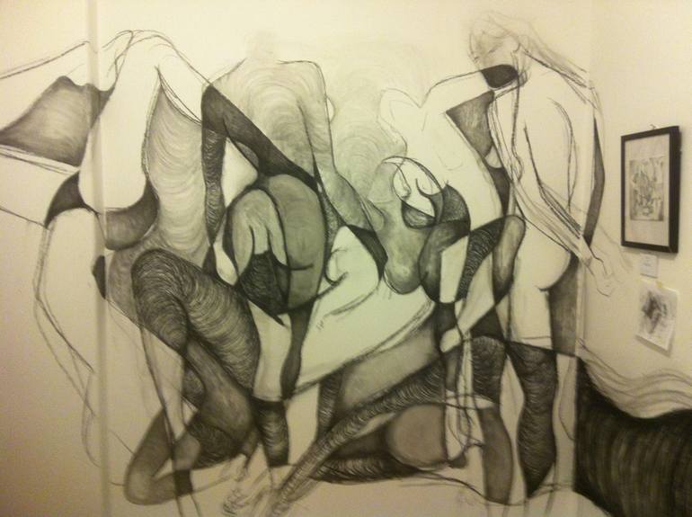 Original Abstract Erotic Drawing by Casey Temby