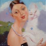 A girl with a white cat by Karina Rungenfelde