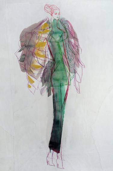 Original Figurative Fashion Drawings by Claudia Wimmer