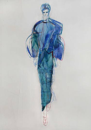 Original Figurative Fashion Drawings by Claudia Wimmer