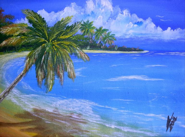 Caribbean Beach Painting By Collin A Clarke 