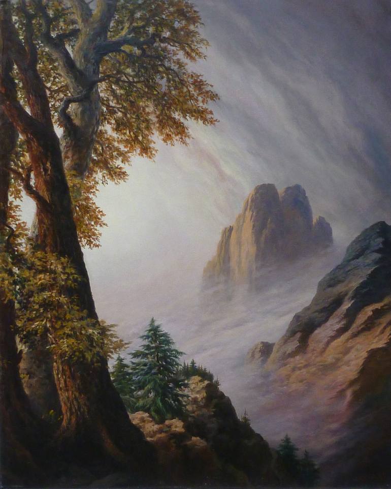 Le Rocher Painting by Jean-François Grébert | Saatchi Art