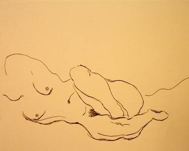 NUDE GIRL #004 - Ink drawing of nude girls series thumb