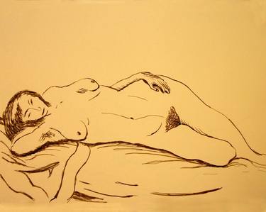 NUDE ASIAN GIRL #005 - Ink drawing of nude girls series thumb