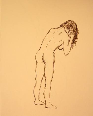 NUDE GIRL #009 - Ink drawing of nude girls series thumb