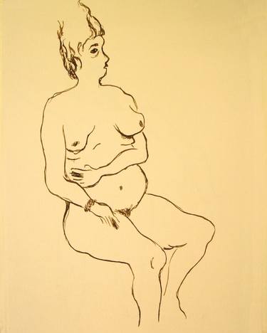 NUDE WOMAN #007 - Ink drawing of nude girls series thumb