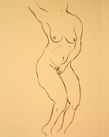 NUDE GIRL #015 - Ink drawing of nude girls series thumb