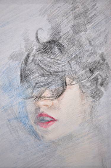 DREAMY GIRL: WORDS - Colored pastel drawings of dreamy girl and woman series thumb