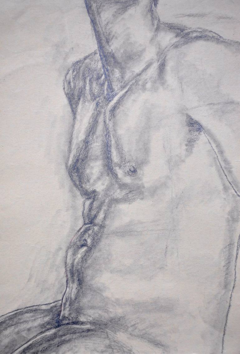 STUDY DRAWING IN PENCIL AND GRAPHITE: NUDE MALE TORSO - Studies, sketches  and drawings in pencils, colored pencils, graphite and crayons series  Drawing by NYWA ART PROJECT | Saatchi Art