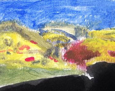 ITALIAN LANDCAPE: HILLS AND SHADOW - Landscapes and seascapes of Italy and Rome countryside: tempera painting serie thumb