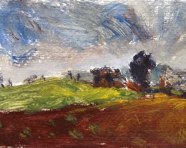 ITALIAN LANDSCAPE: HILLS, TREES, LAND, STORM, SKY - Landscapes of Italy and Rome countryside: tempera painting serie thumb