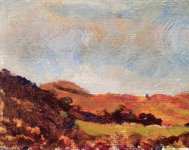 ITALIAN LANDSCAPE: NATURE, SIENNA COLOR, HILL, LAND, SKY - Landscapes of Italy and Rome countryside: tempera painting serie thumb