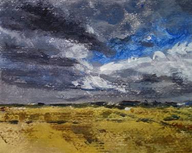 ITALIAN LANDSCAPE: COUNTRYSIDE, NATURE, PLAIN, LAND, STORM, SKY - Landscapes of Italy and Rome countryside: tempera painting serie thumb
