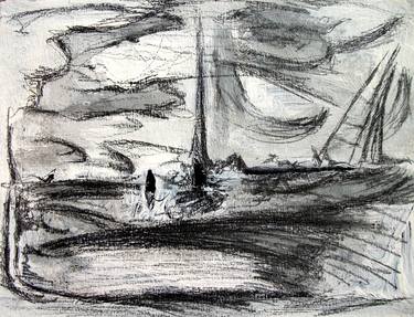 ABSTRACT, MODERN LANDSCAPE #02- Black and white landscape, tempera on paper serie thumb