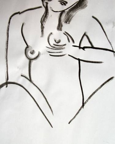 ABSTRACT DRAWING : EROTIC PORTRAIT OF A CHINESE GIRL # 013 - Abstract ink on paper drawing: portrait of girl, woman, man and nude series thumb