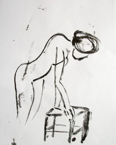 ABSTRACT DRAWING : NUDE ASIAN GIRL # 021 - Abstract ink on paper drawing: portrait of girl, woman, man and nude series thumb