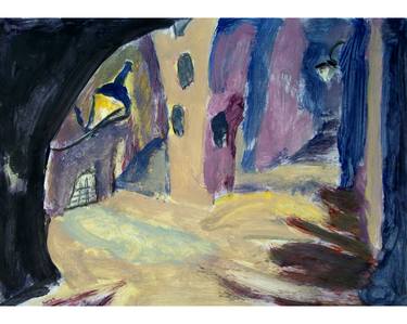Urban expressionist landscape by night # 011- Expressionism, surrealism, illustration, abstract series thumb