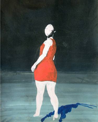 Do you like my new sexy red dress? - - Modern, Realism, Figurative, Portraiture, Acrylic and tempera on paper series thumb