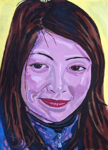 Young asian pretty mother's smile - Modern, Realism, Figurative, Portraiture, Surrealism Acrylic and tempera on paper series thumb