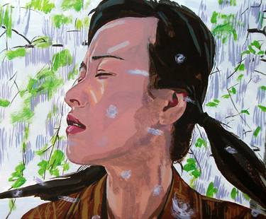 Love: Sakura flowers #02 - Modern, Realism, Figurative, Portraiture, Acrylic and tempera on paper series thumb