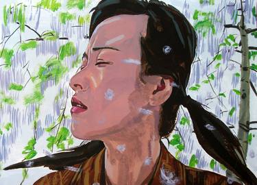 Love: Sakura flowers #01 - Modern, Realism, Figurative, Portraiture, Acrylic and tempera on paper series thumb