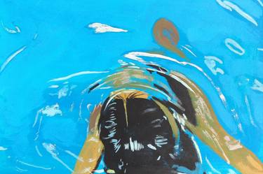 Young girl in the water - Modern, Realism, Figurative, Portraiture, Acrylic and tempera on paper series thumb