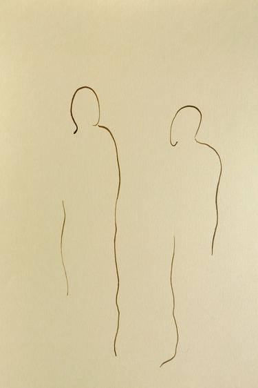 TWO PEOPLE #004 - Minimalism Abstract ink line drawings of naked girls serie thumb