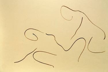 LOVE: TWO GIRLS LYING #005 - Minimalism Abstract ink line drawings of naked girls serie thumb