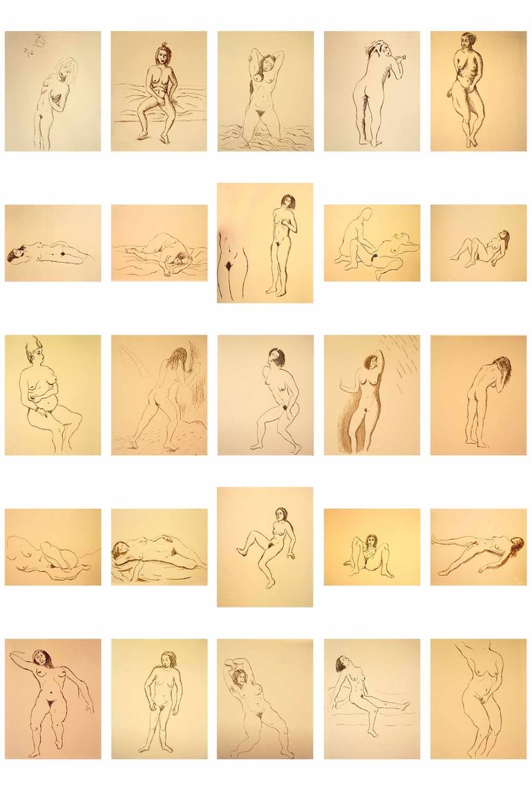 Original Abstract Erotic Drawing by NYWA ART PROJECT