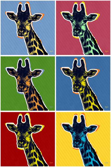 Pop Giraffe Funny Animals Mulicolor Pop Art Animals Series New Media Manipulated Digital Color Photography