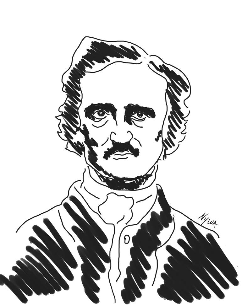 Edgar Allan Poe Drawing, portrait, digital portrait, world culture