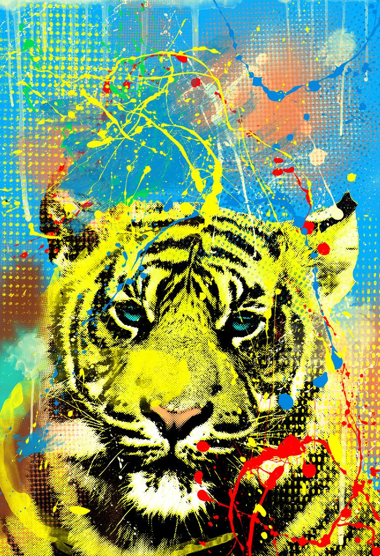 TIGER YELLOW-TIGER-Contemporary animal painter thr