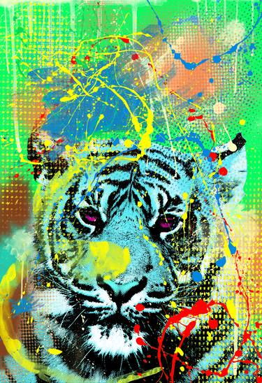 Tableau tigre street-art coloré - Tableau animaux