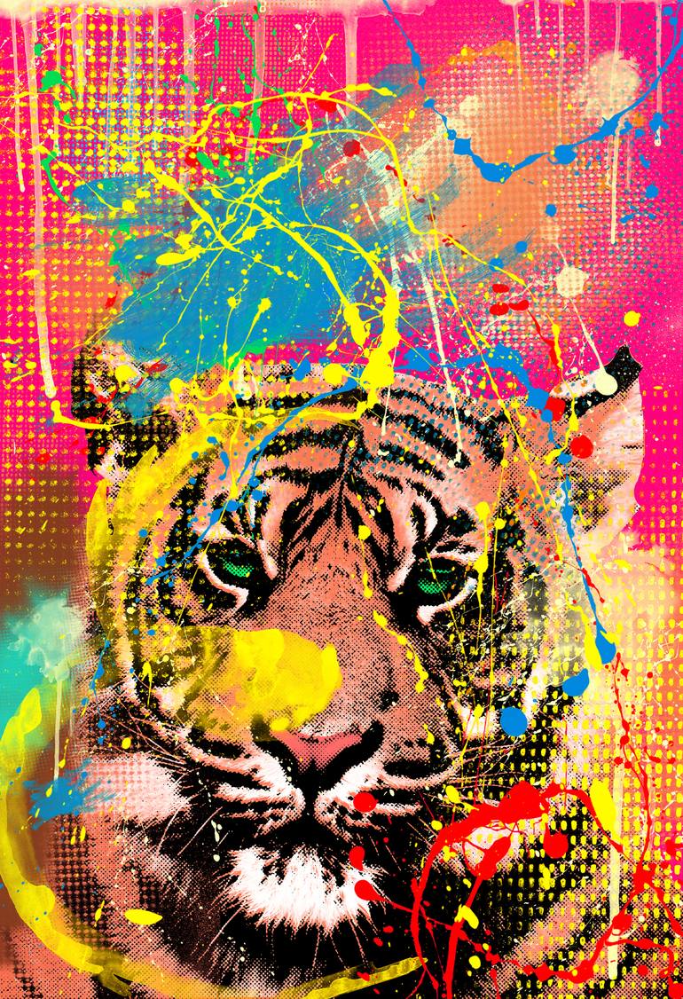 Pop Tiger Animal Pop Art Painting New Media By Nywa Art Project Saatchi Art