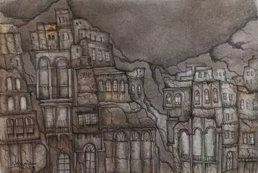 Original Abstract Architecture Painting by Sabah Matti Ibrahim