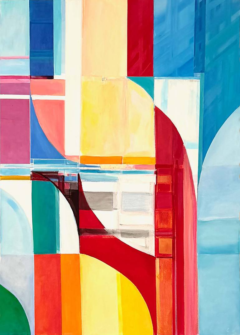 Original Abstract Geometric Painting by Seda B Saar