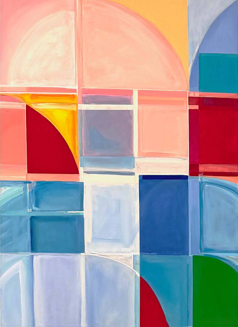 Original Abstract Geometric Painting by Seda B Saar