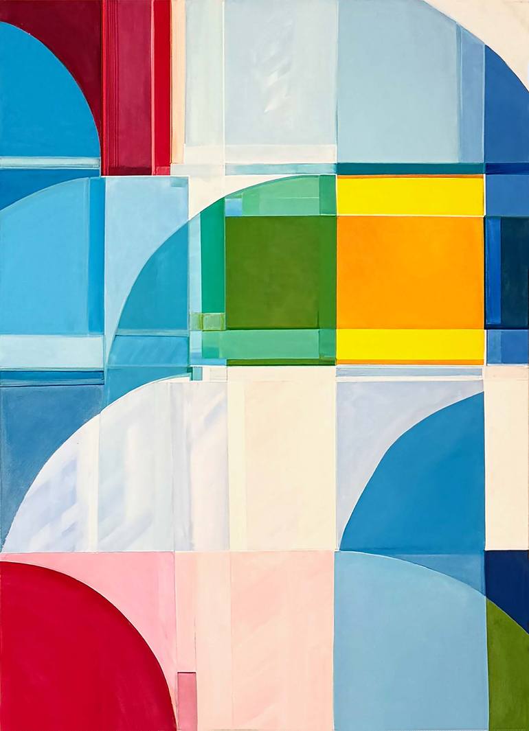 Original Abstract Geometric Painting by Seda B Saar