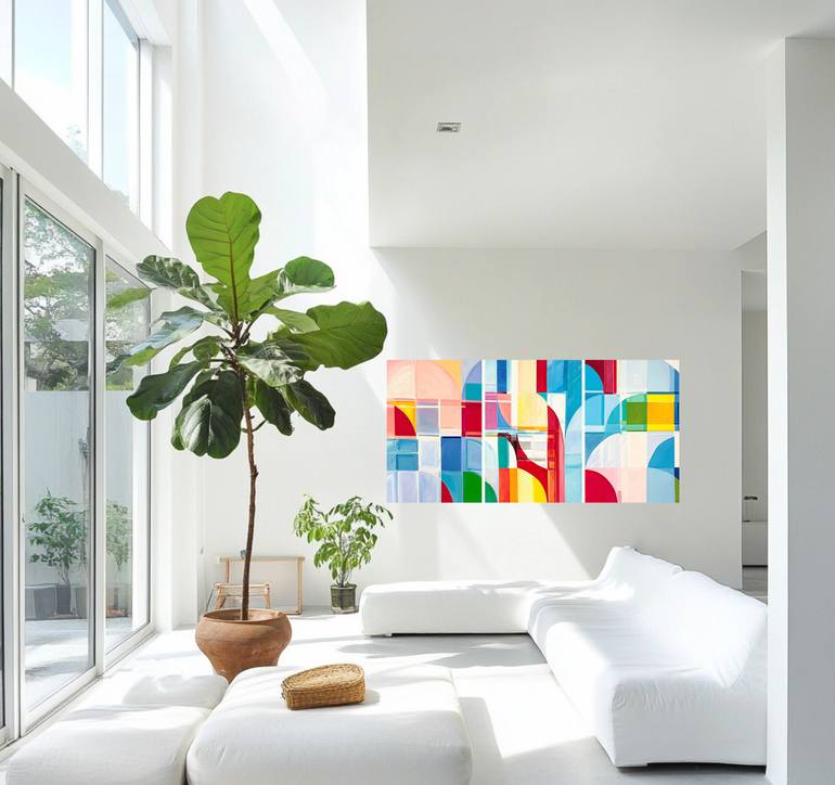 Original Abstract Geometric Painting by Seda B Saar
