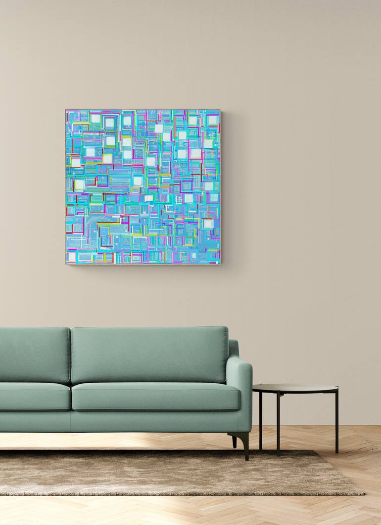Original Abstract Geometric Painting by Seda B Saar