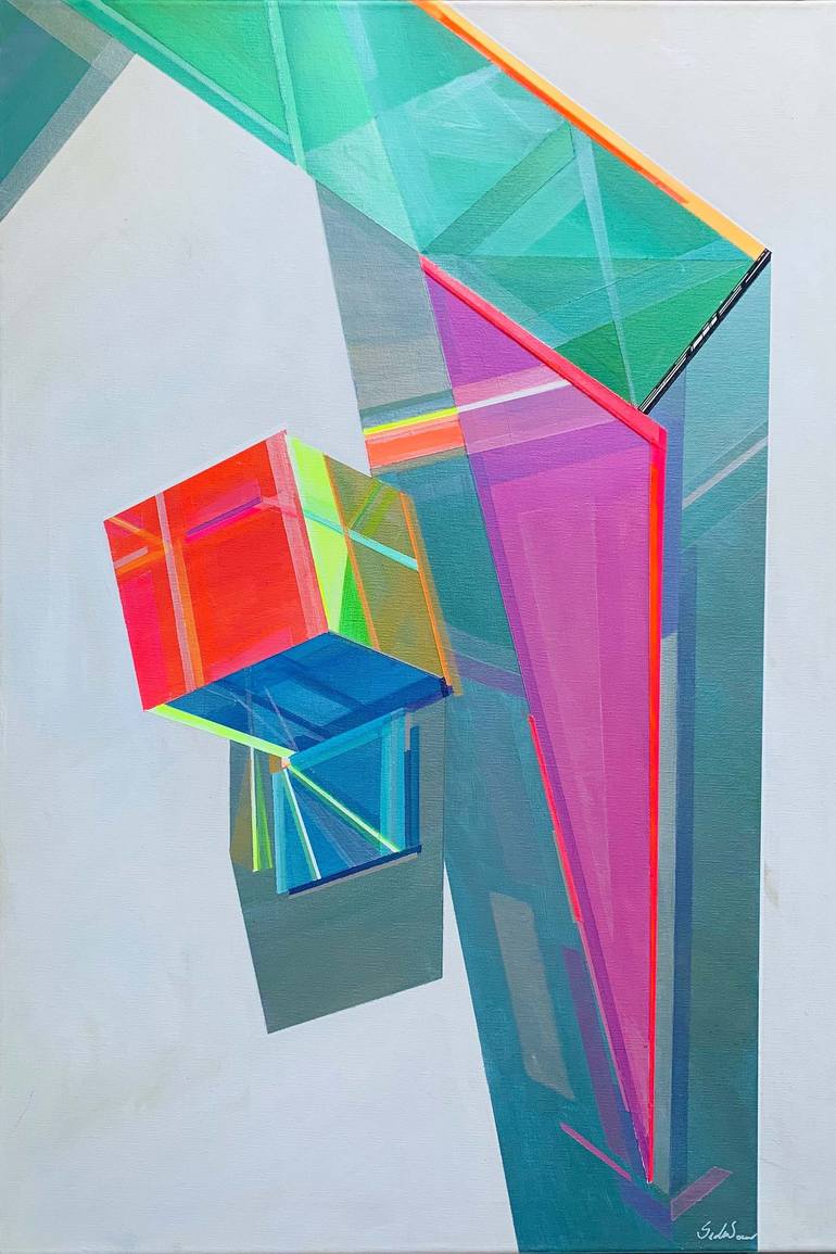 Original Abstract Geometric Painting by Seda Saar