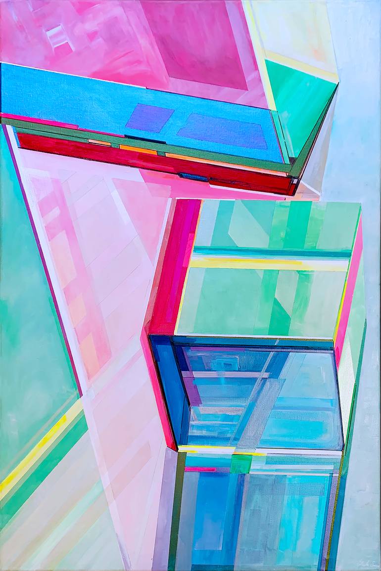 Original Abstract Geometric Painting by Seda B Saar