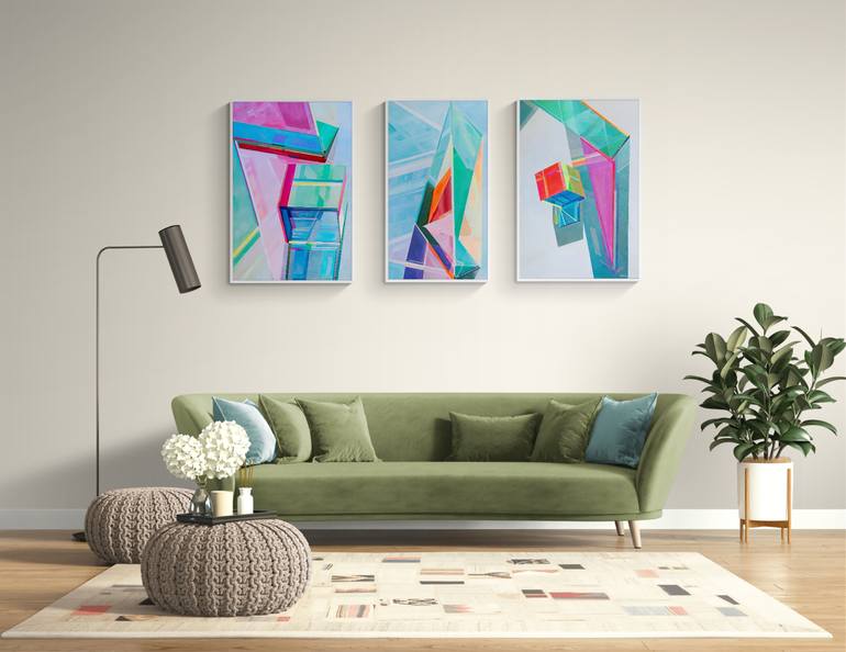 Original Abstract Geometric Painting by Seda B Saar