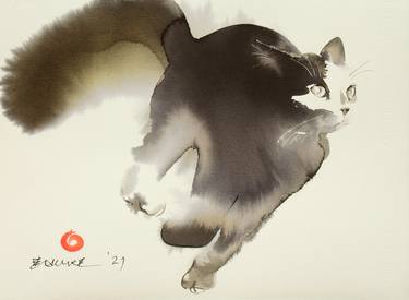 Print of Modern Cats Paintings by Endre Penovác